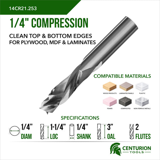 1/4 Compression 1-1/4" Cut 3" OAL Plunge End