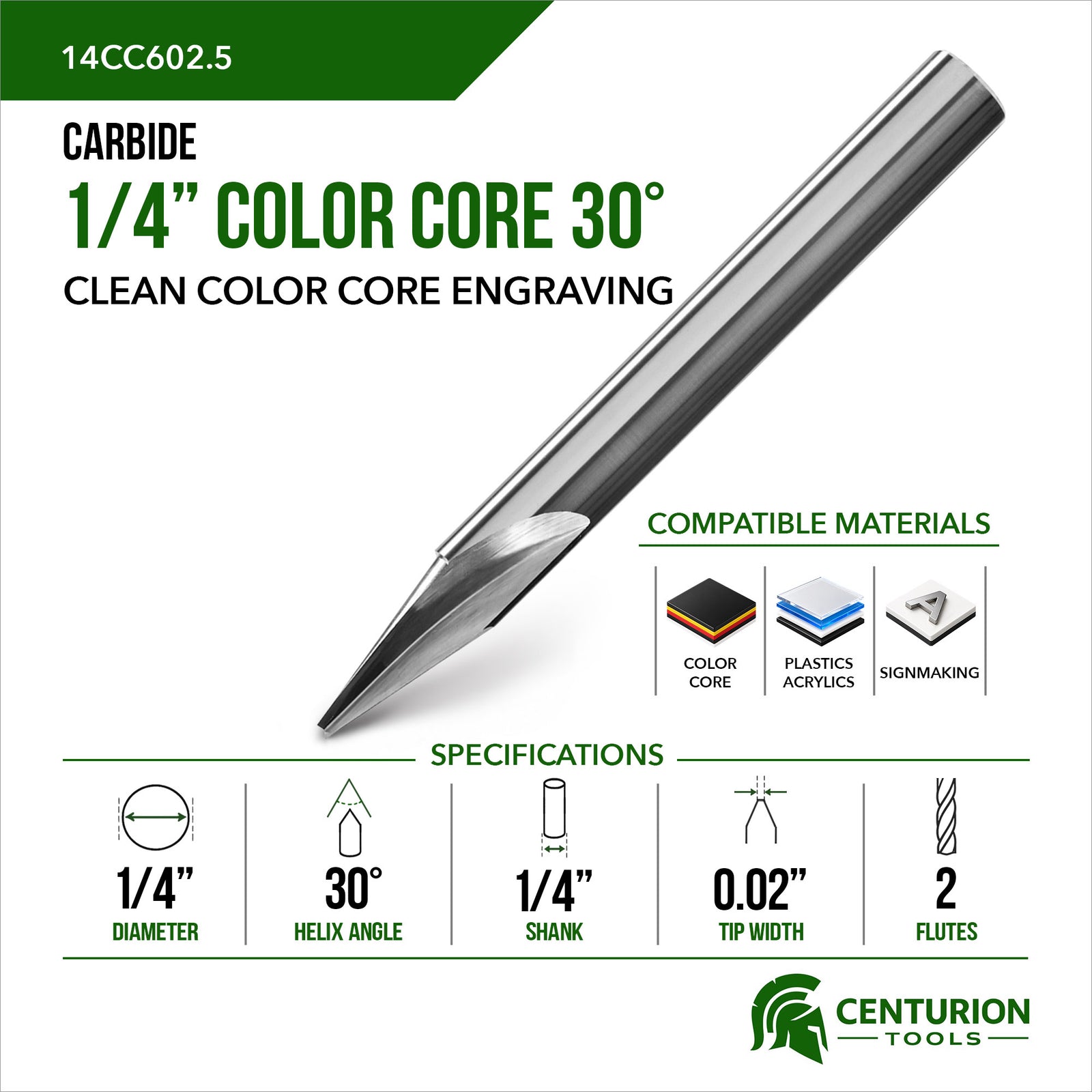 1/4" Color Core Engraving Bit | 60° | 2-1/2" OAL | 1/4" Shank