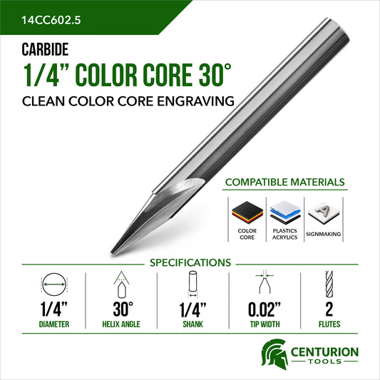 1/4" Color Core Engraving Bit | 60° | 2-1/2" OAL | 1/4" Shank