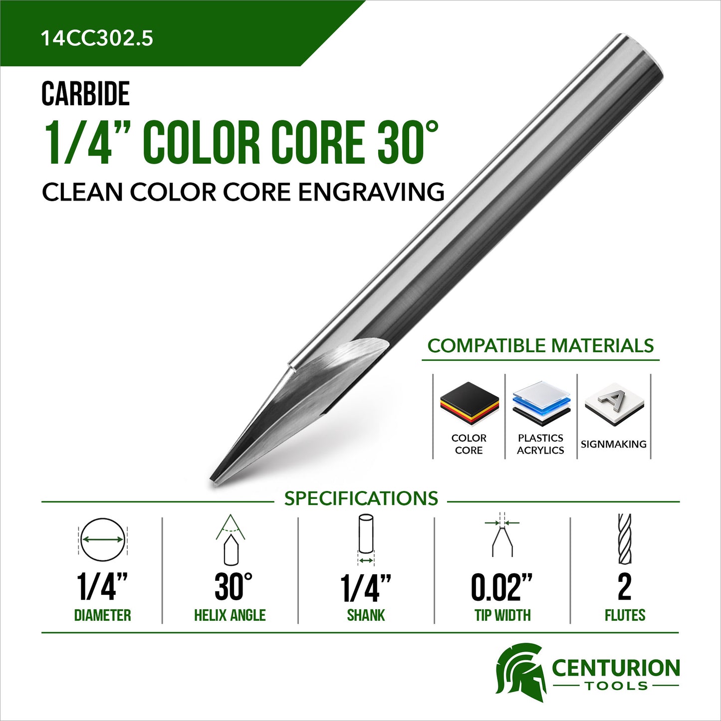 1/4" Color Core Engraving Bit | 30° | 2-1/2" OAL | 1/4" Shank