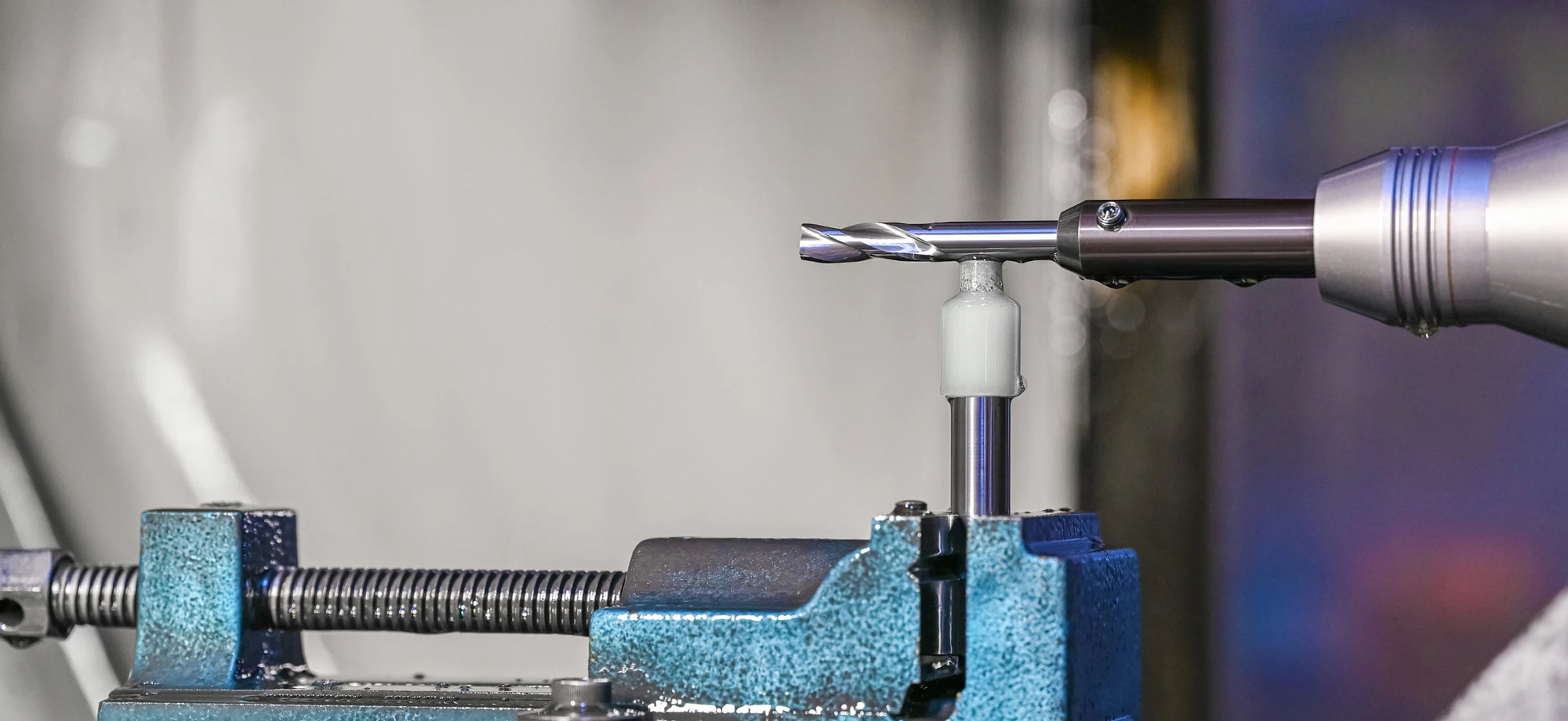 Close-up of precision cutting tool in CNC machine