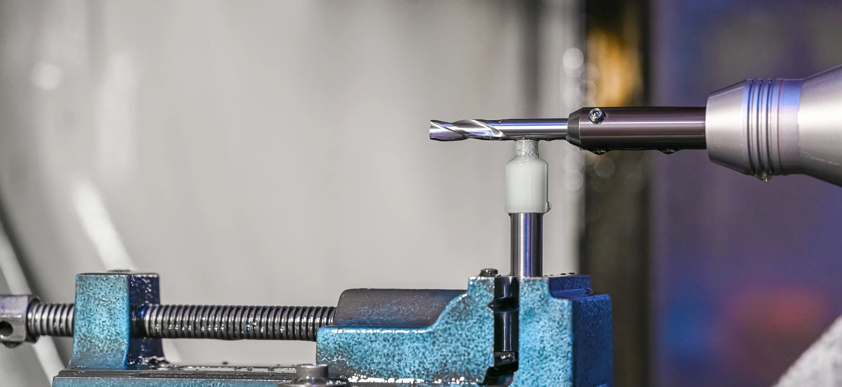 Close-up of precision cutting tool in CNC machine